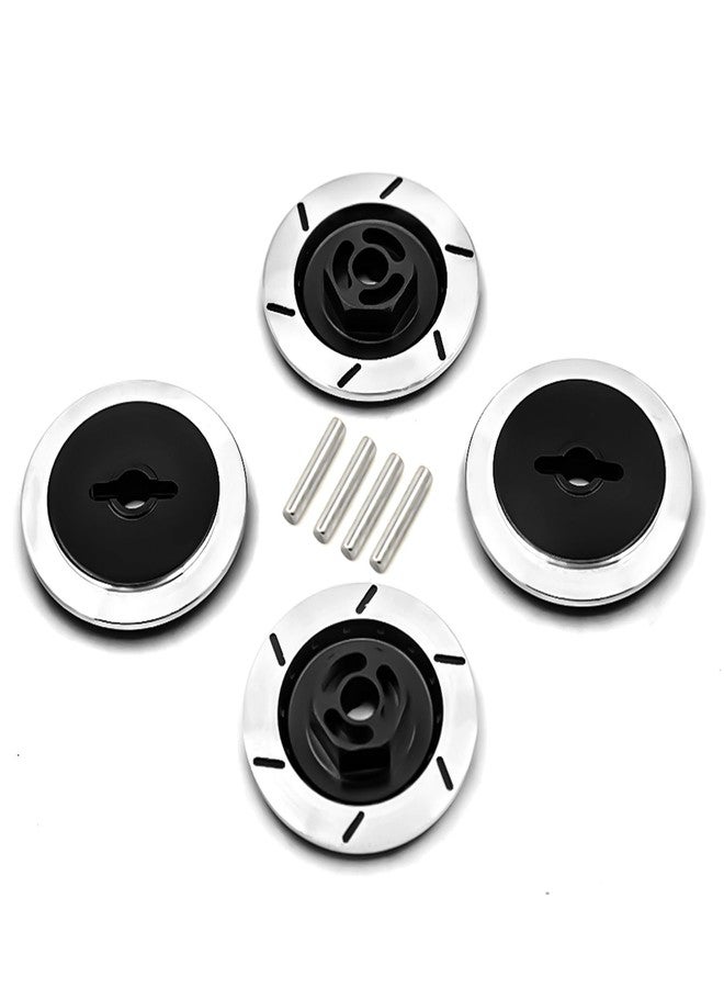 Chanjorlin 1/10 RC Aluminum 12mm Hex Drift Wheels Hub Rim Brake Disc Decoration Upgrade Parts for 1:10 On Road Rally Touring Racing Street Car Truck Tires Traxxas Tamiya HSP HPI Redcat 4PCS (Black) - Image 1